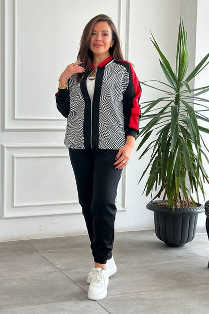 Modern Geometric Bomber and Trousers Set