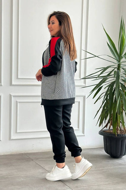 Modern Geometric Bomber and Trousers Set