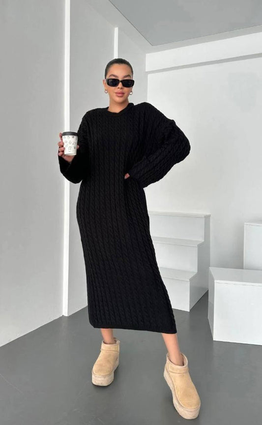 Cable Knit Midi Sweater Dress