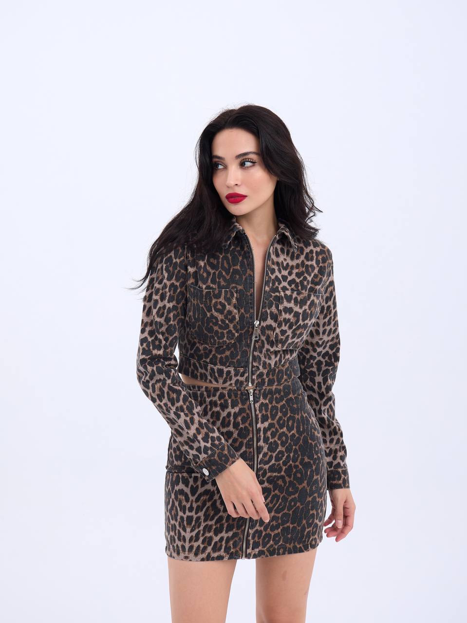 Leopard Print Jacket & Skirt Set