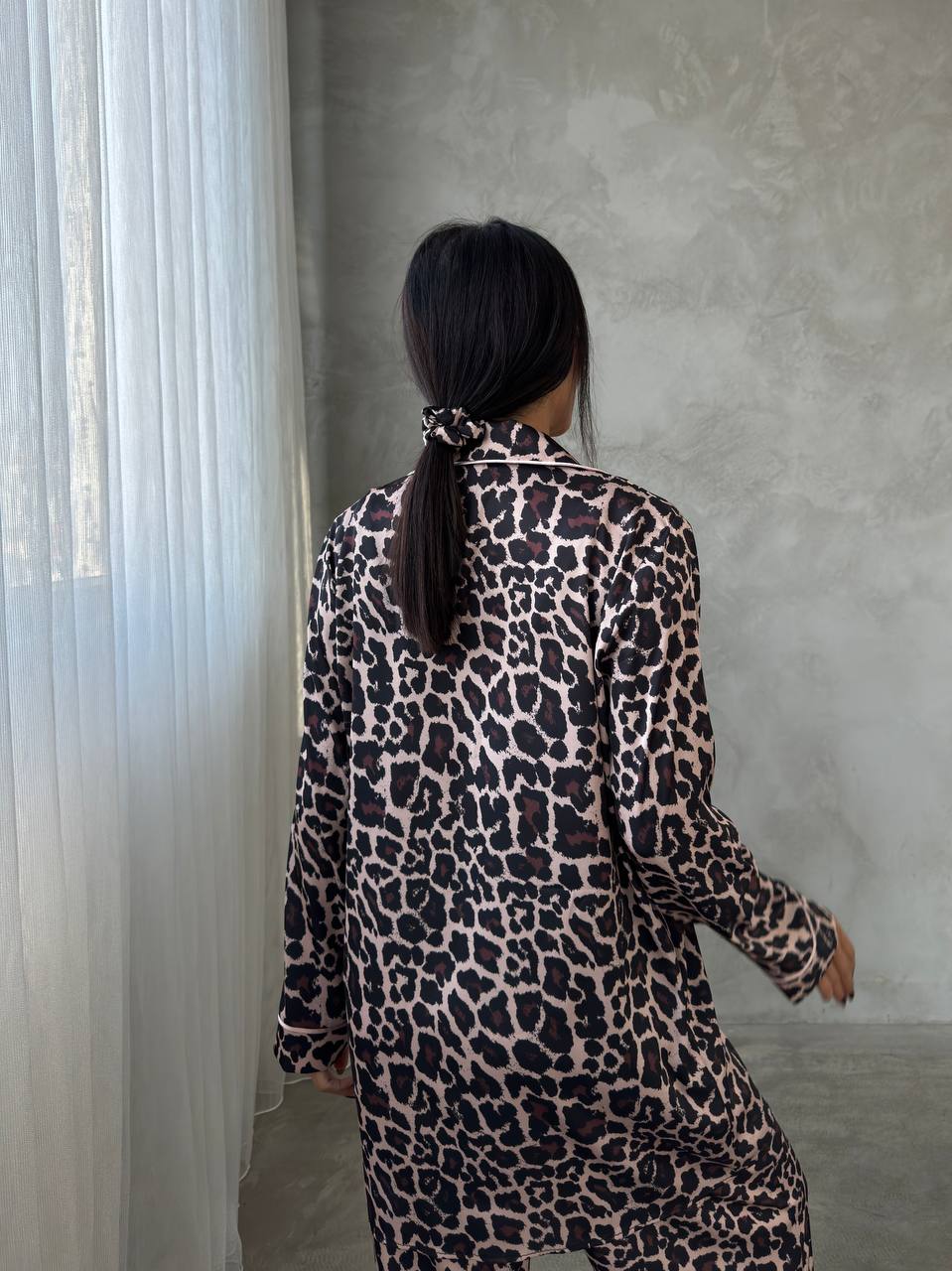 Leopar Saten Pijama Takımı 8