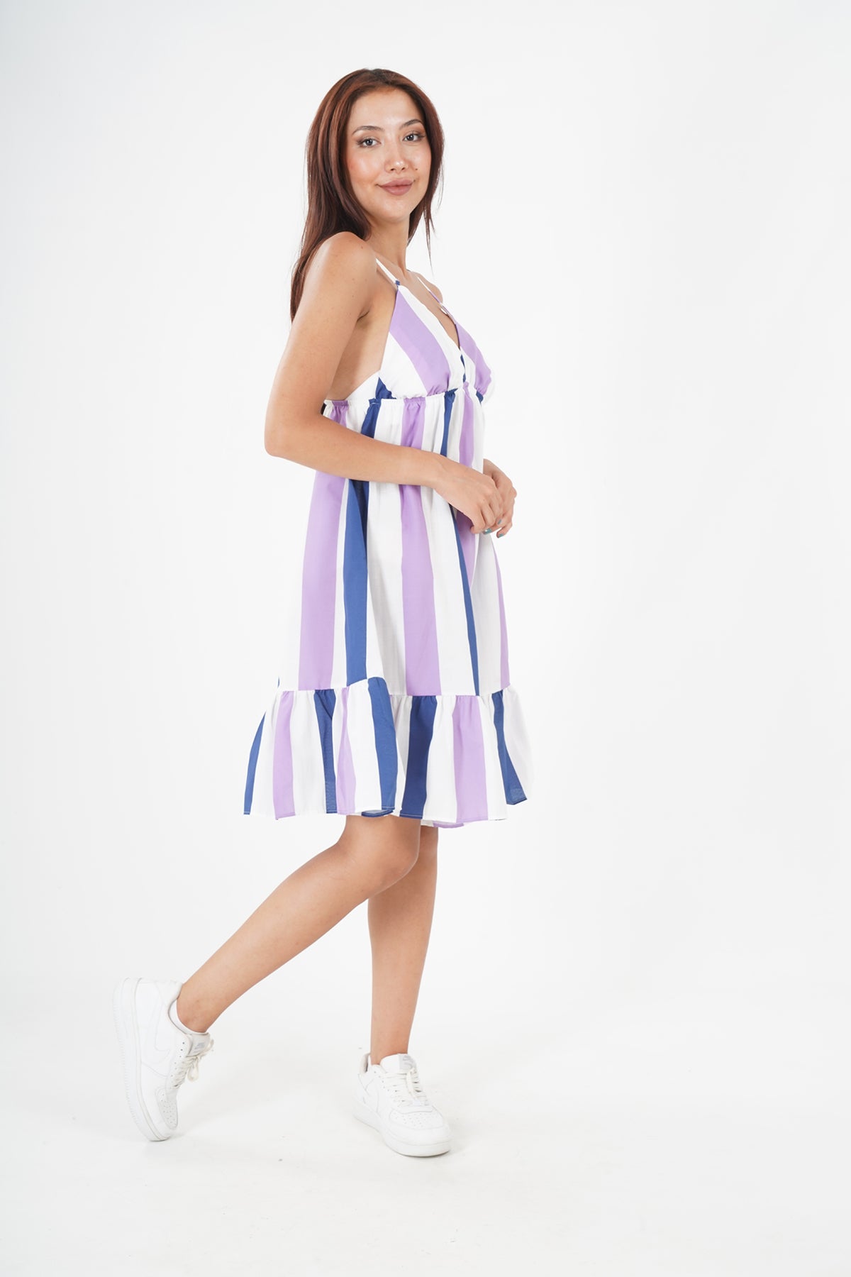 Chic Blue and Purple Striped Summer Dress