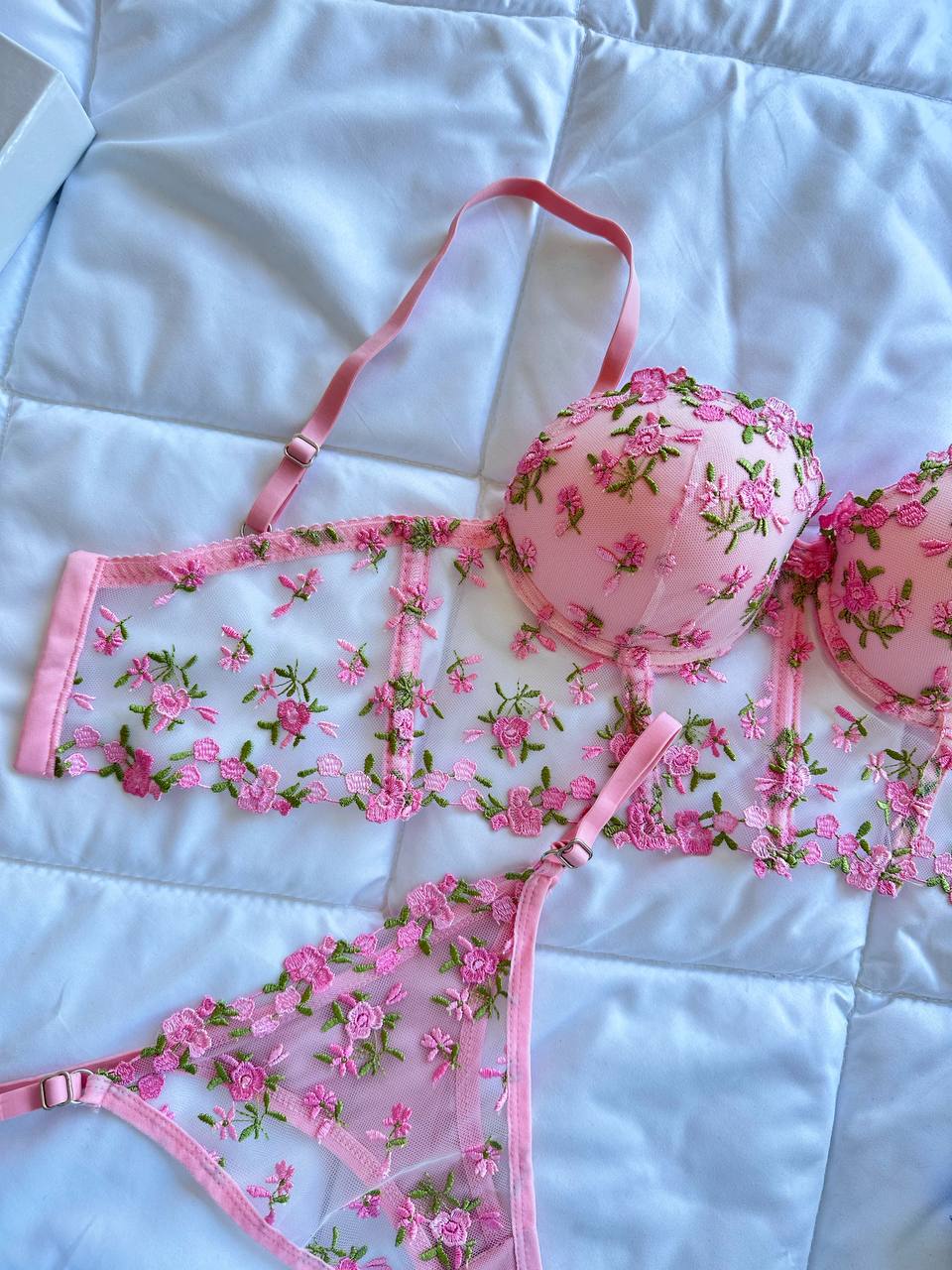 Pembe Push Up Büstiyer Takım 5