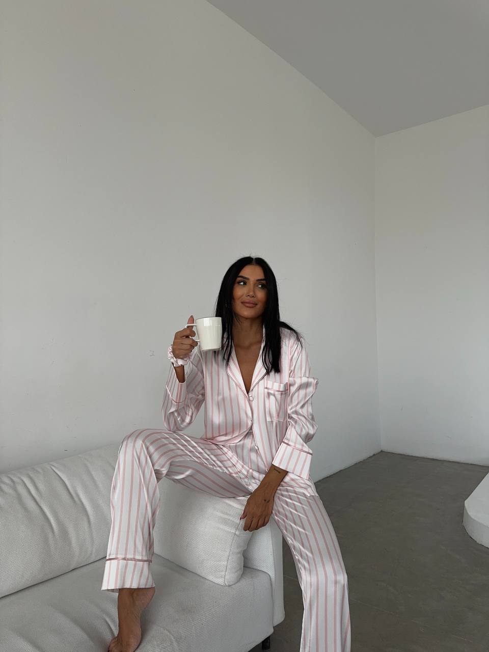 Pembe İpek Saten Pijama Takımı