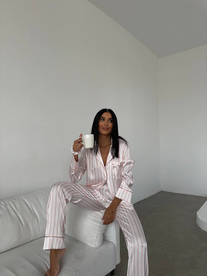 Pembe İpek Saten Pijama Takımı