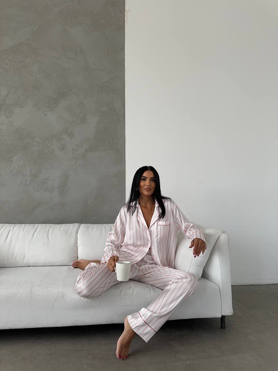 Pembe İpek Saten Pijama Takımı 2
