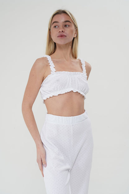 Beyaz İkili %100 Pamuklu Pijama Takımı | MODALUDO - Modaludo