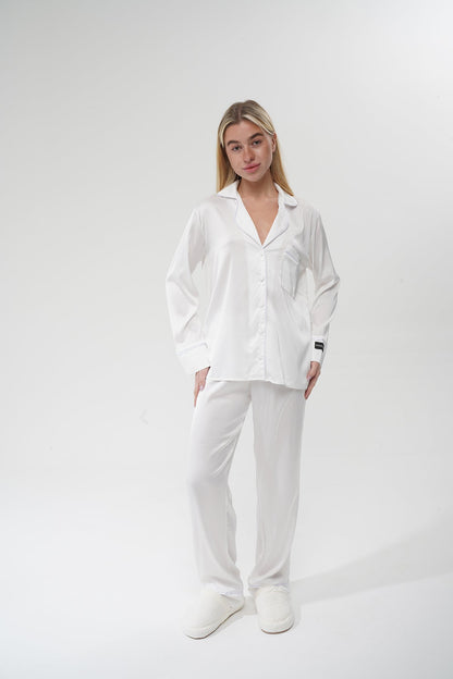 Beyaz Saten Pijama Takımı | COCOLARSİ - Modaludo