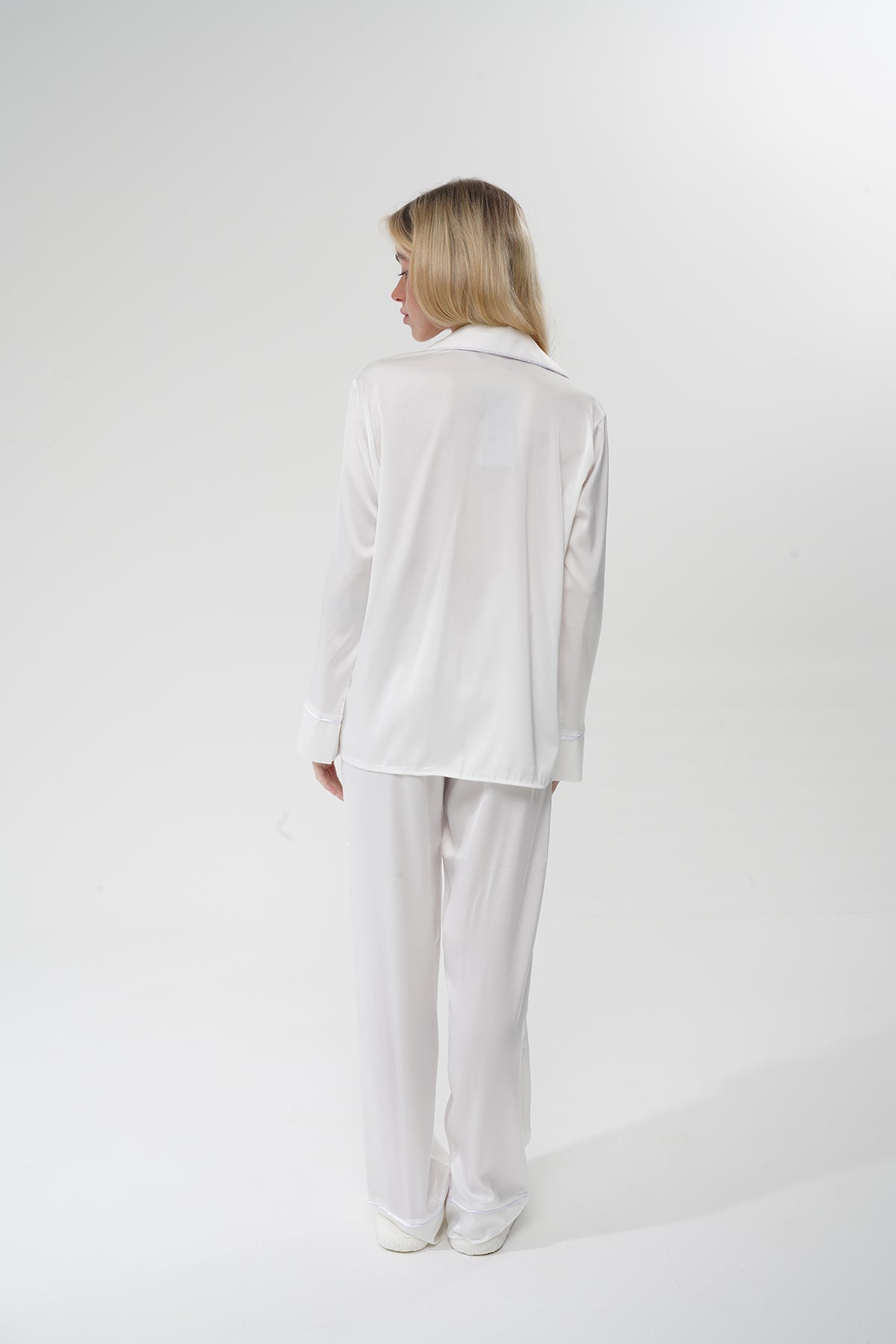 Beyaz Saten Pijama Takımı | COCOLARSİ - Modaludo