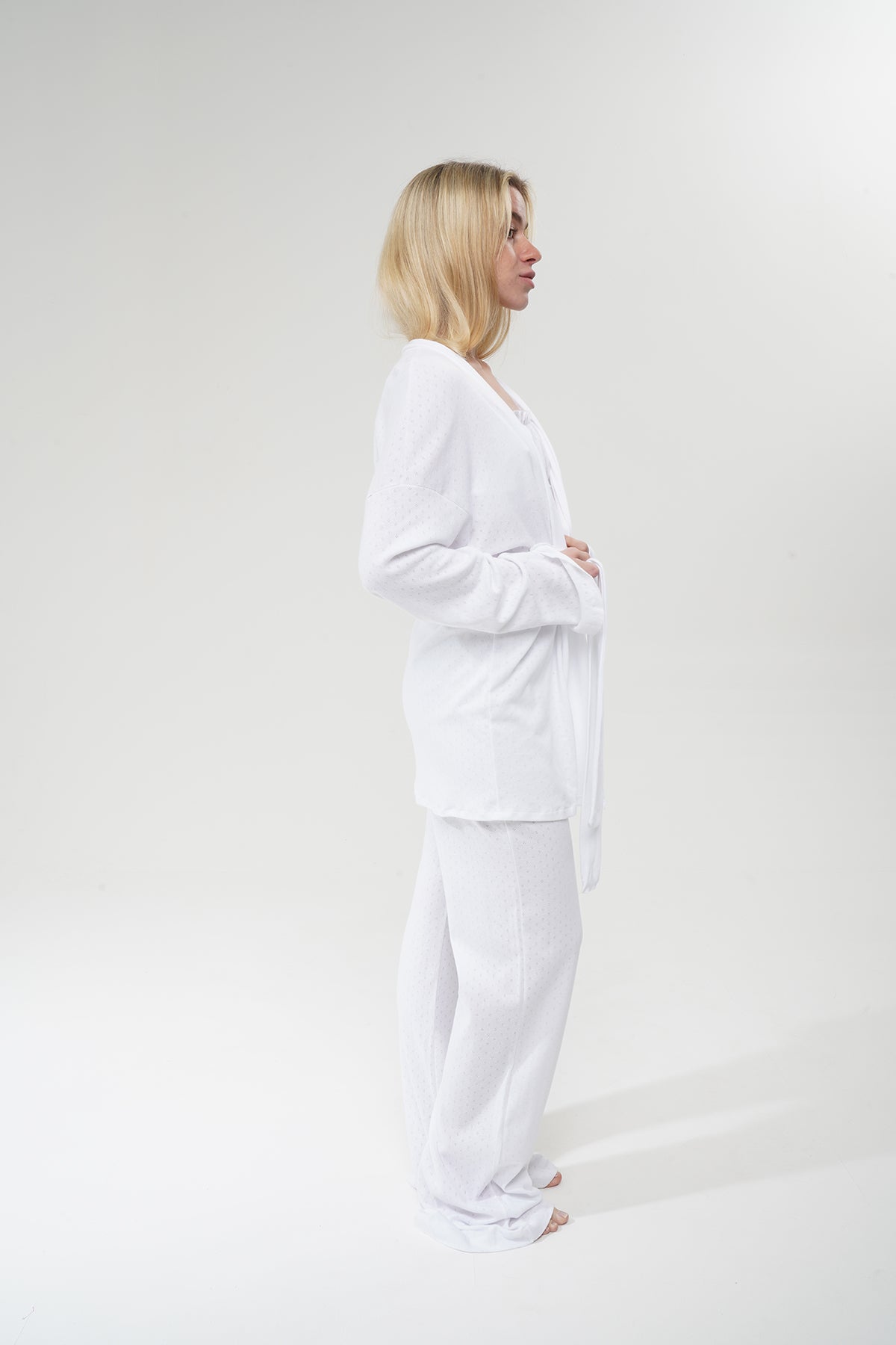 Beyaz Üçlü %100 Pamuklu Pijama Takımı | MODALUDO - Modaludo