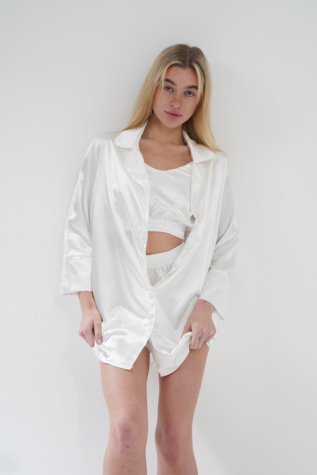 Beyaz Üçlü Pijama Takımı | MODALUDO - Modaludo