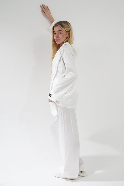 Beyaz Üçlü Saten Pijama Takımı | COCOLARSİ - Modaludo