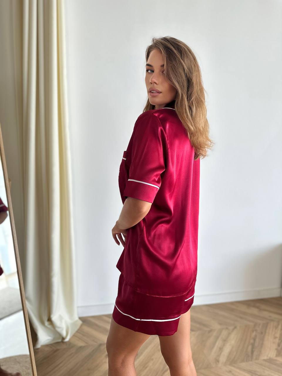 Bordo Şortlu Pijama Takımı - Dior - Modaludo