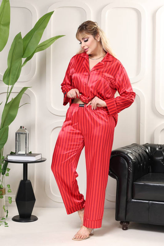 Büyük Beden Kırmızı Pijama Takımı - Modaludo