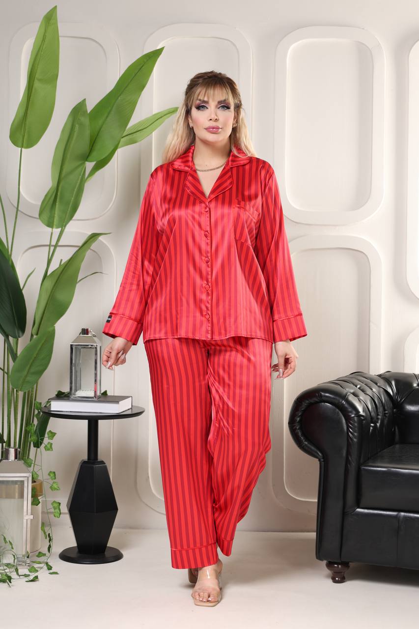 Büyük Beden Kırmızı Pijama Takımı - Modaludo