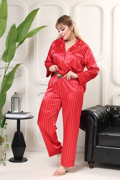 Büyük Beden Kırmızı Pijama Takımı | COCOLARSİ - Modaludo