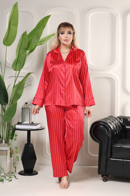 Büyük Beden Kırmızı Pijama Takımı | COCOLARSİ - Modaludo