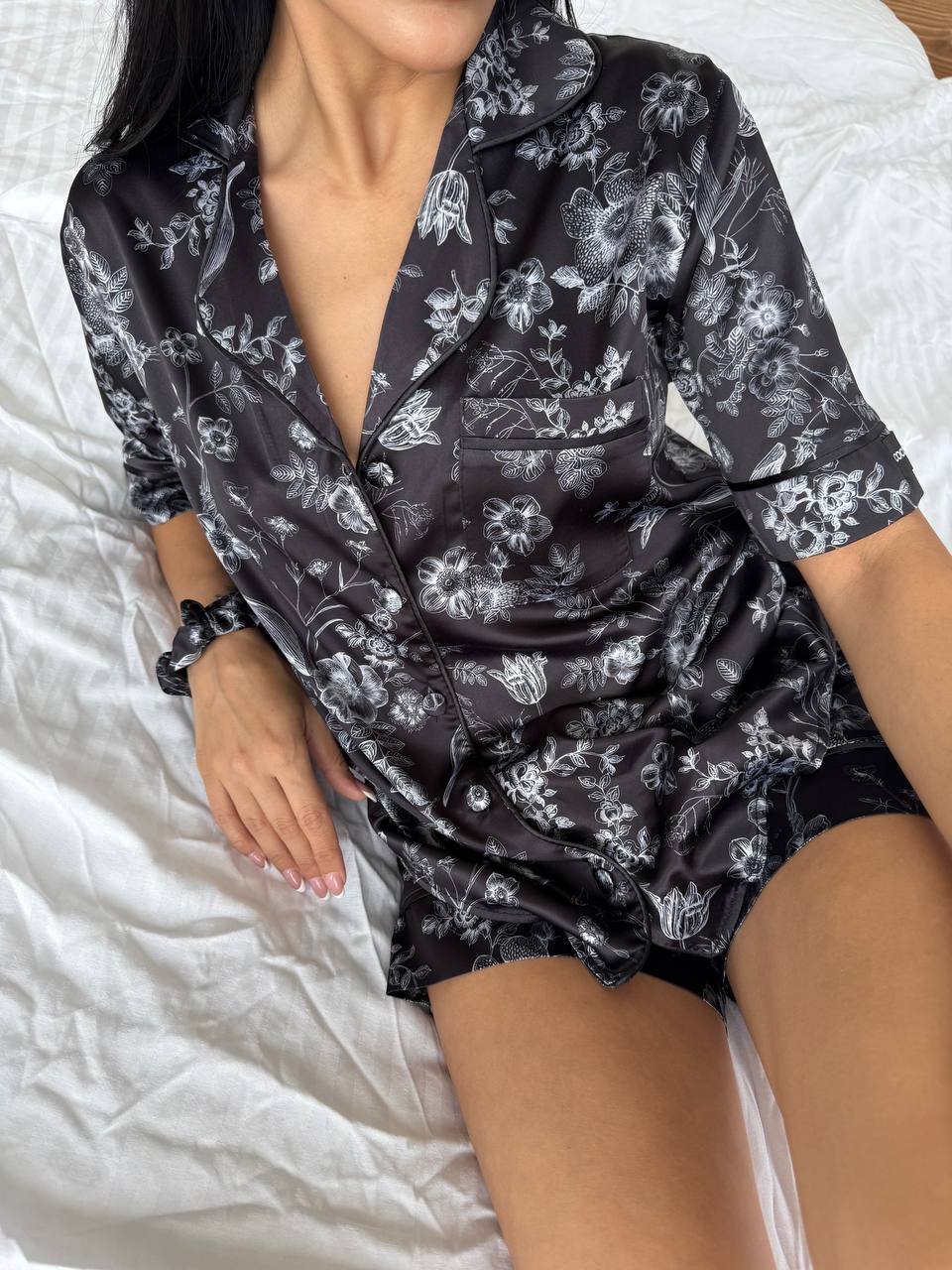 Çiçek Desenli Saten Pijama Takımı | COCOLARSİ - Modaludo