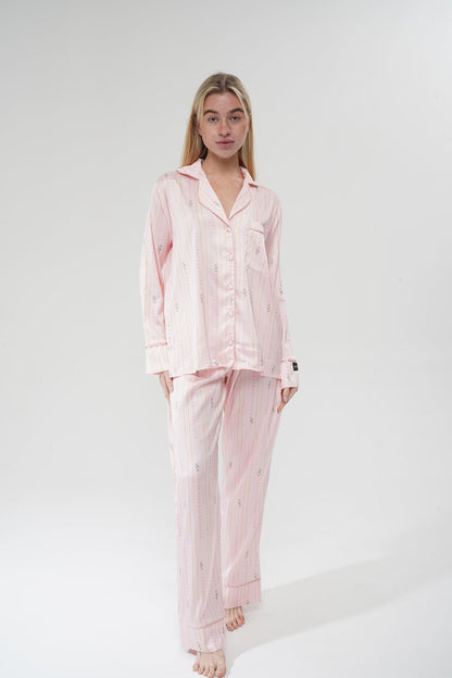 Çiçekli Pembe Pijama Takımı | COCOLARSİ - Modaludo