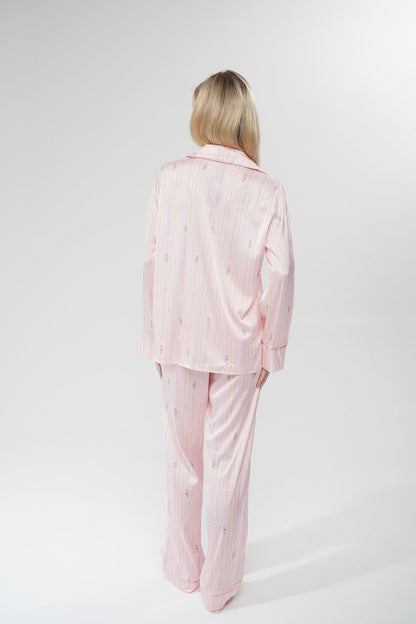 Çiçekli Pembe Pijama Takımı | COCOLARSİ - Modaludo