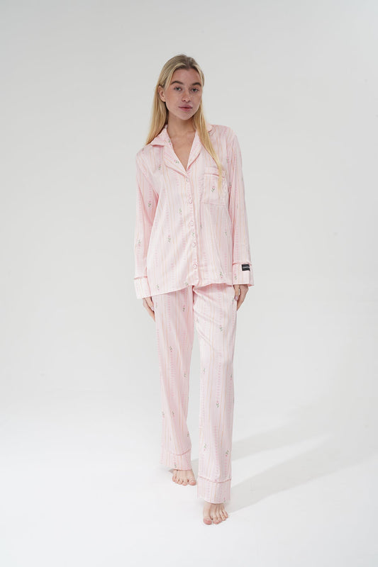 Çiçekli Pembe Pijama Takımı | COCOLARSİ - Modaludo