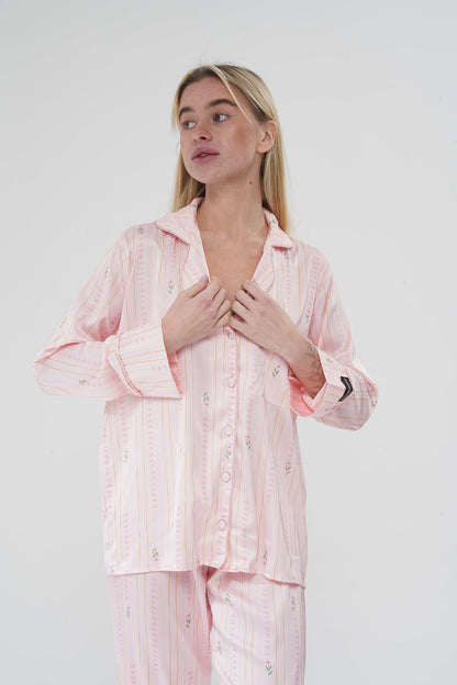 Çiçekli Pembe Pijama Takımı | COCOLARSİ - Modaludo