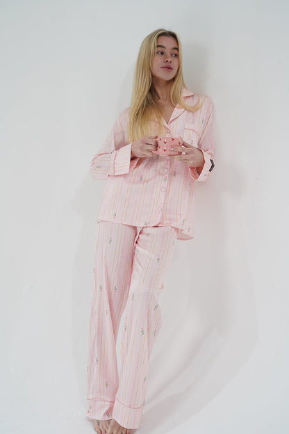 Çiçekli Pembe Pijama Takımı | COCOLARSİ - Modaludo