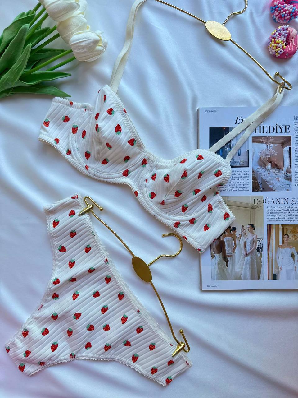 Çilek Detay Pamuklu Takım - Modaludo