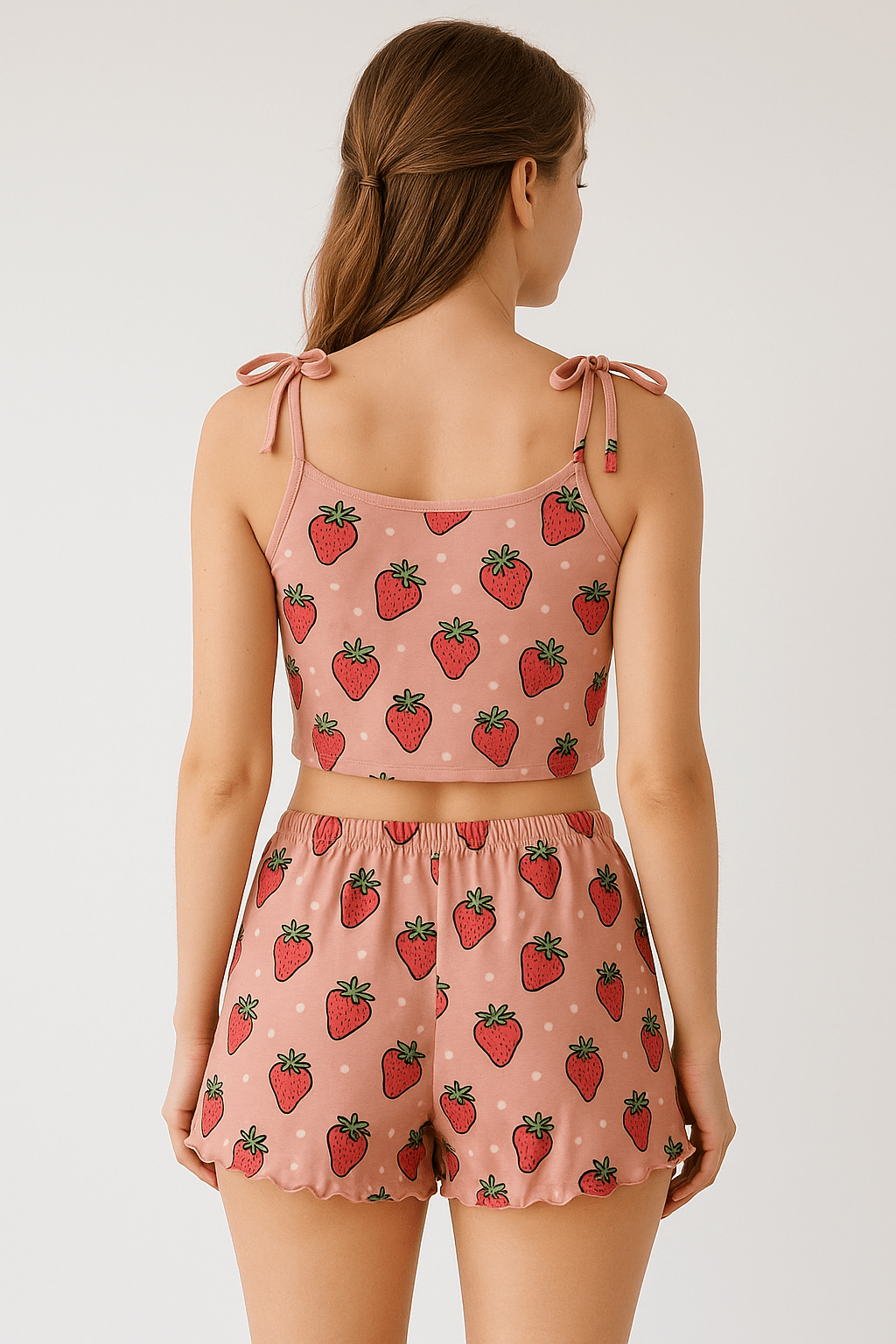 Çilek Detay Pijama Takımı | MODALUDO - Modaludo