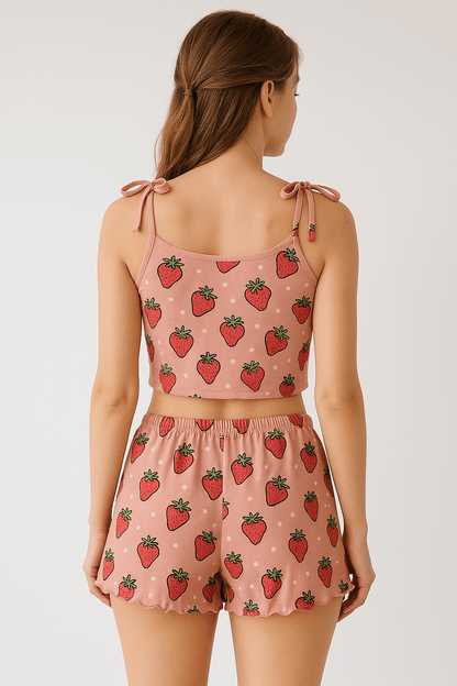 Çilek Detay Pijama Takımı | MODALUDO - Modaludo