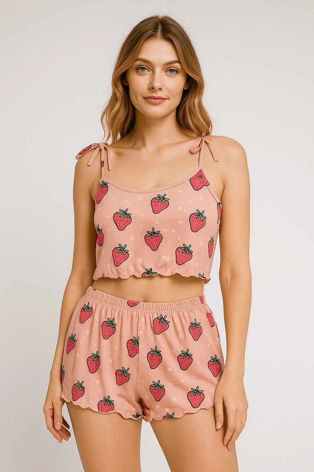 Çilek Detay Pijama Takımı | MODALUDO - Modaludo