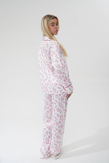 Desenli Beyaz Saten Pijama Takımı | COCOLARSİ - Modaludo