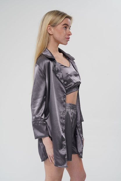 Füme Üçlü Pijama Takımı | MODALUDO - Modaludo