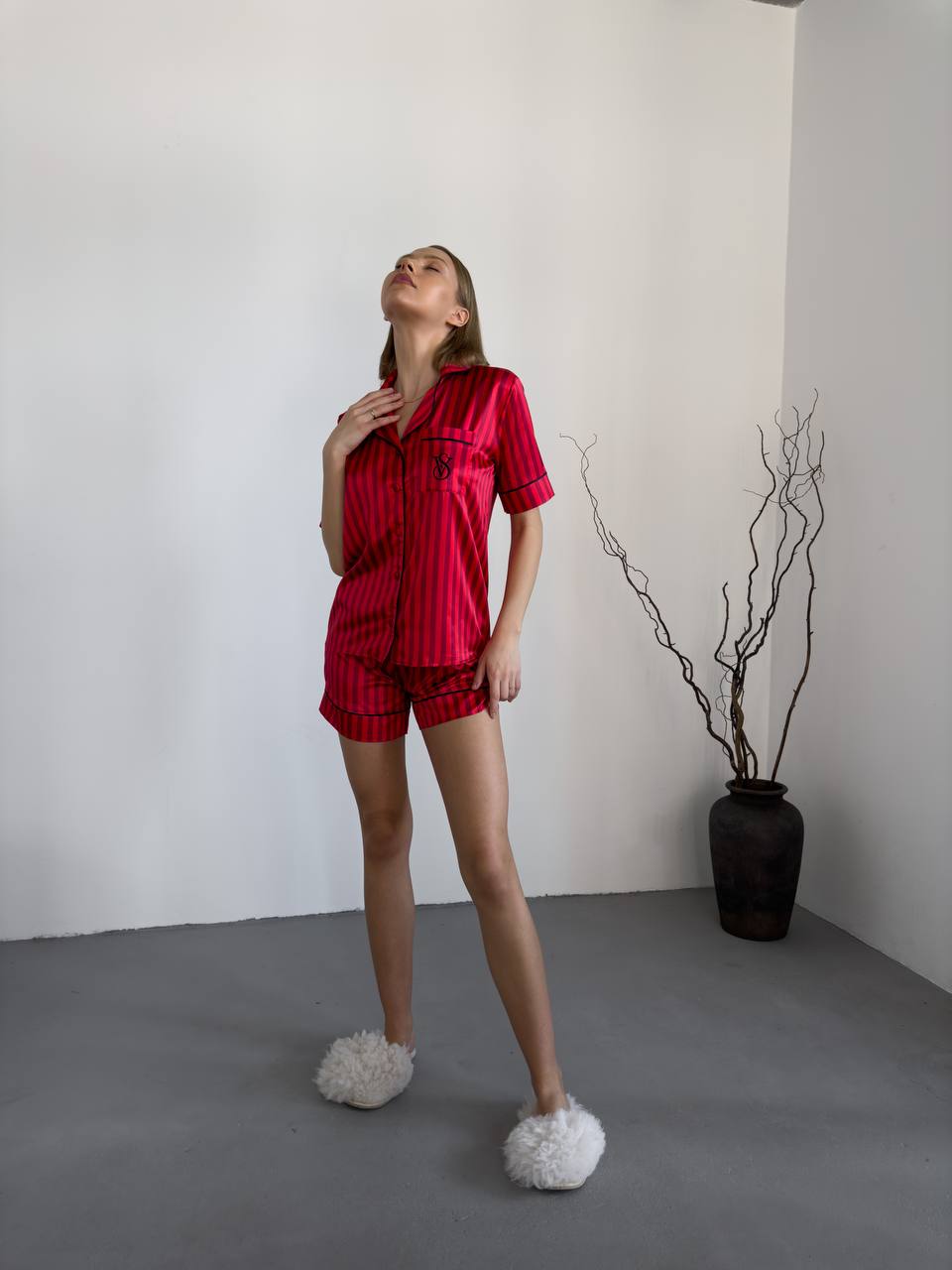 Kırmızı Çizgili Pijama Takımı - Modaludo