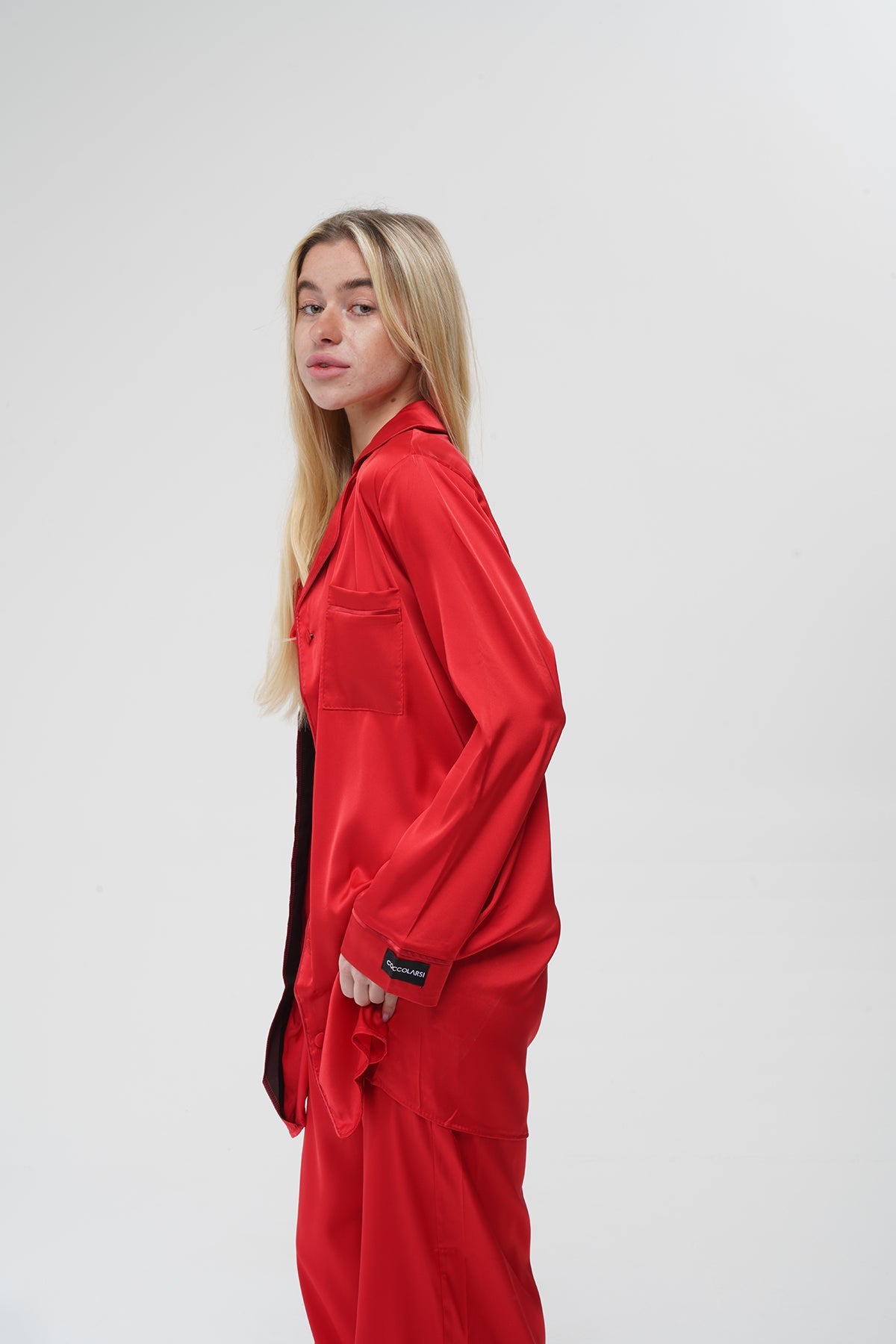 Kırmızı Saten Üçlü Pijama Takım | COCOLARSİ - Modaludo