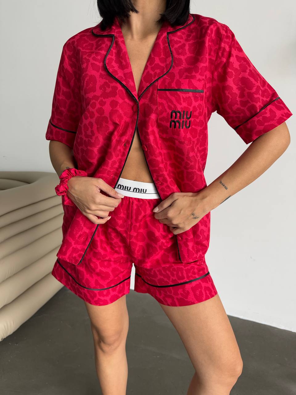 Kırmızı Şortlu Pijama Takımı - MiuMiu - Modaludo
