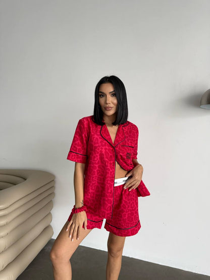 Kırmızı Şortlu Pijama Takımı - MiuMiu - Modaludo