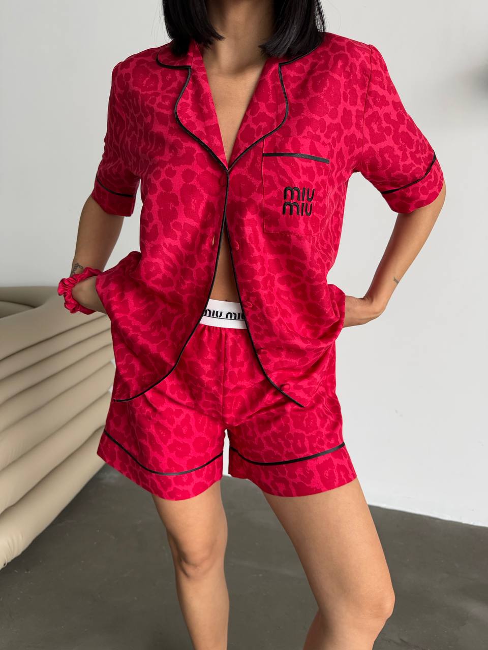 Kırmızı Şortlu Pijama Takımı - MiuMiu - Modaludo