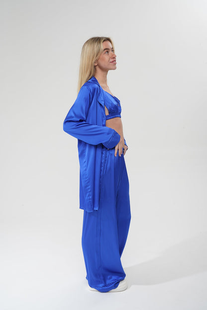 Lacivert Saten Pijama Takımı | COCOLARSİ - Modaludo