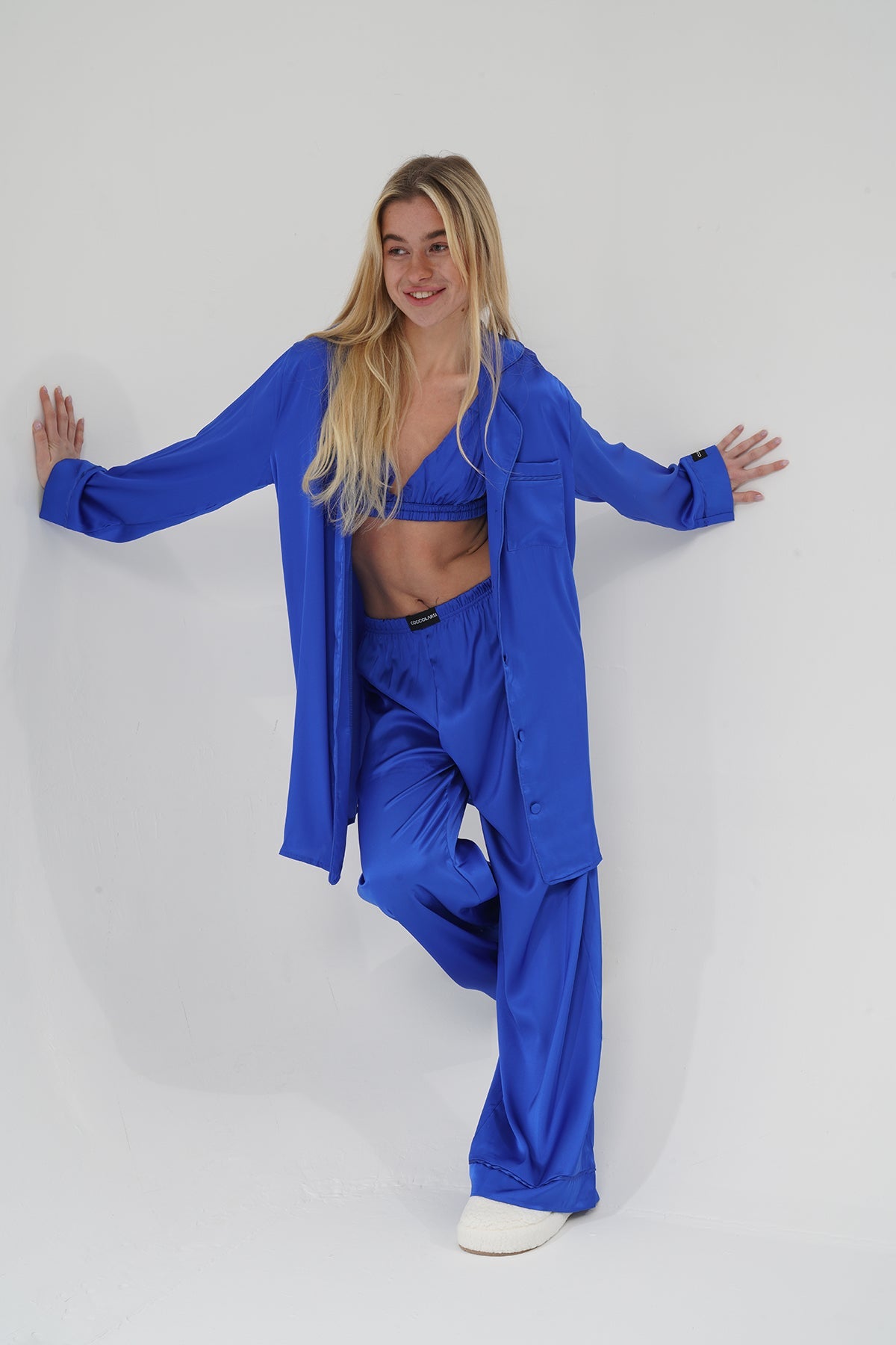 Lacivert Saten Pijama Takımı | COCOLARSİ - Modaludo