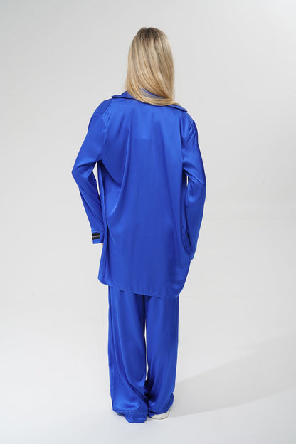 Lacivert Saten Pijama Takımı | COCOLARSİ - Modaludo