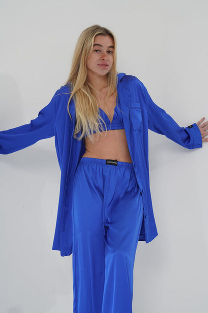 Lacivert Saten Pijama Takımı | COCOLARSİ - Modaludo