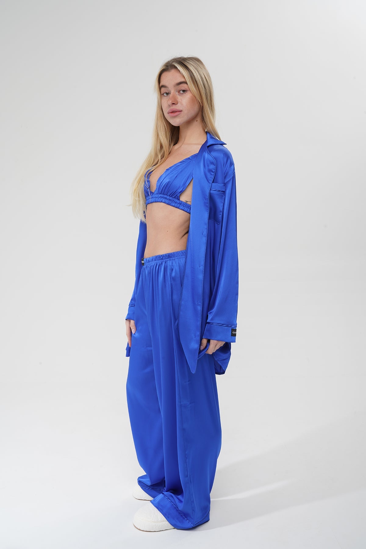 Lacivert Saten Pijama Takımı | COCOLARSİ - Modaludo