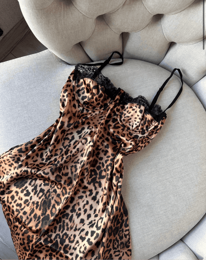 Leopar Saten Gecelik - Modaludo