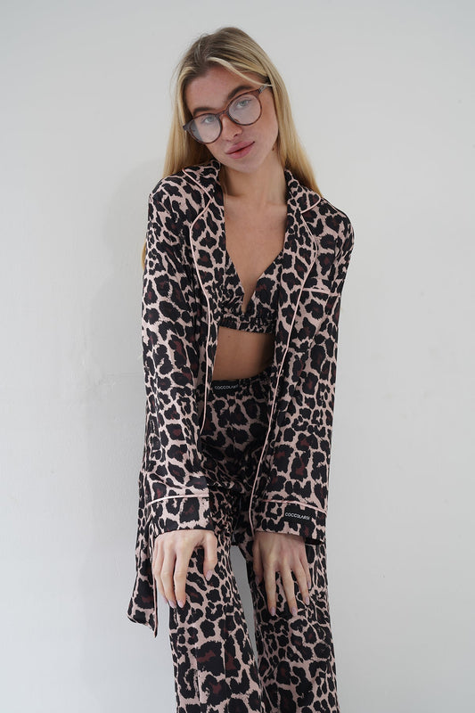 Leopar Saten Pijama Takımı | COCOLARSİ - Modaludo