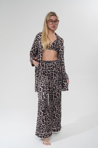 Leopar Saten Pijama Takımı | COCOLARSİ - Modaludo