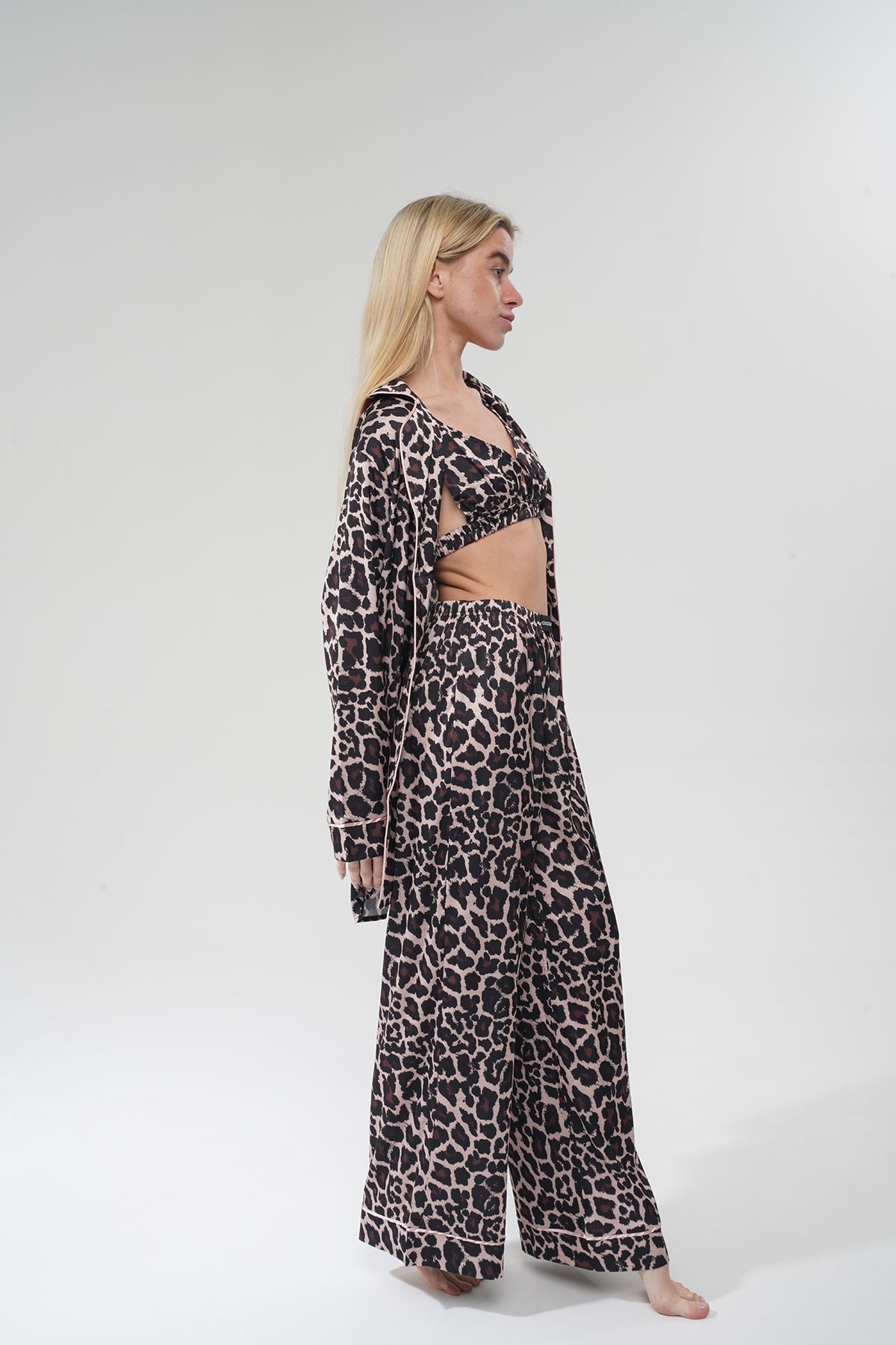 Leopar Saten Pijama Takımı | COCOLARSİ - Modaludo