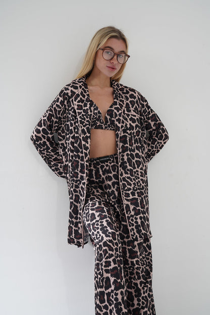 Leopar Saten Pijama Takımı | COCOLARSİ - Modaludo