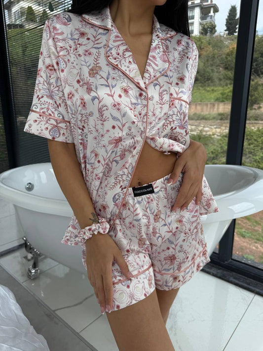 Pembe Çiçek - Pijama Takımı - Modaludo