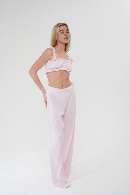 Pembe İkili %100 Pamuk Pijama Takımı | MODALUDO - Modaludo